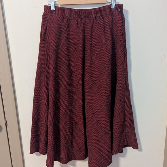 Cabincore Tartan Plaid Wool Skirt A Line Rockabilly Academia Idealsanxun - Picture 4 of 12